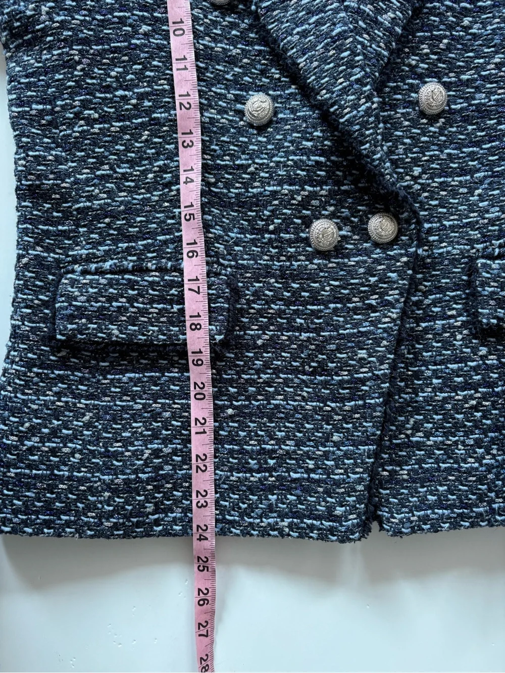 Generation Love || Eliza Tweed Blazer Jacket in Navy Melange Medium